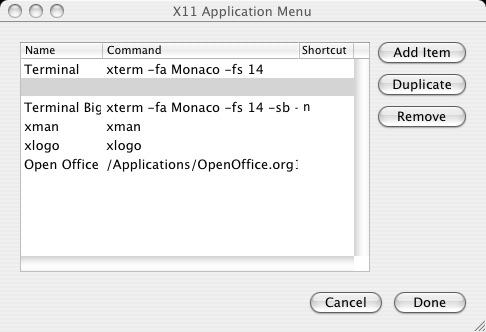 X11 Application Customize Dialog